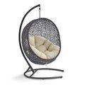 Modway Furniture Encase Sunbrella Swing Outdoor Patio Lounge Chair - Black & Beige EEI-3943-BLK-BEI